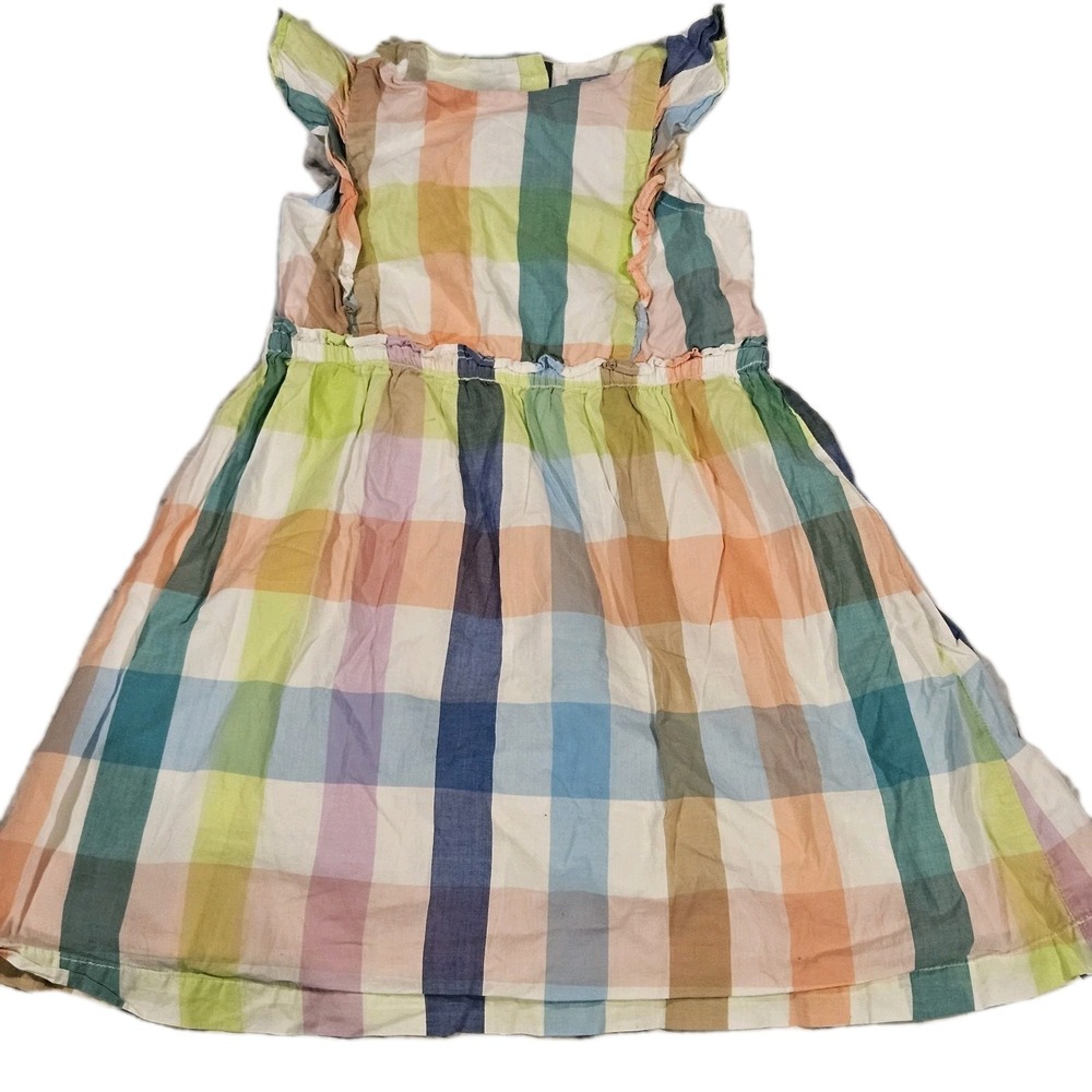Baby Gap Girls Pastel Plaid Dress Size 5 Flutter Sleeve‎ Spring Easter